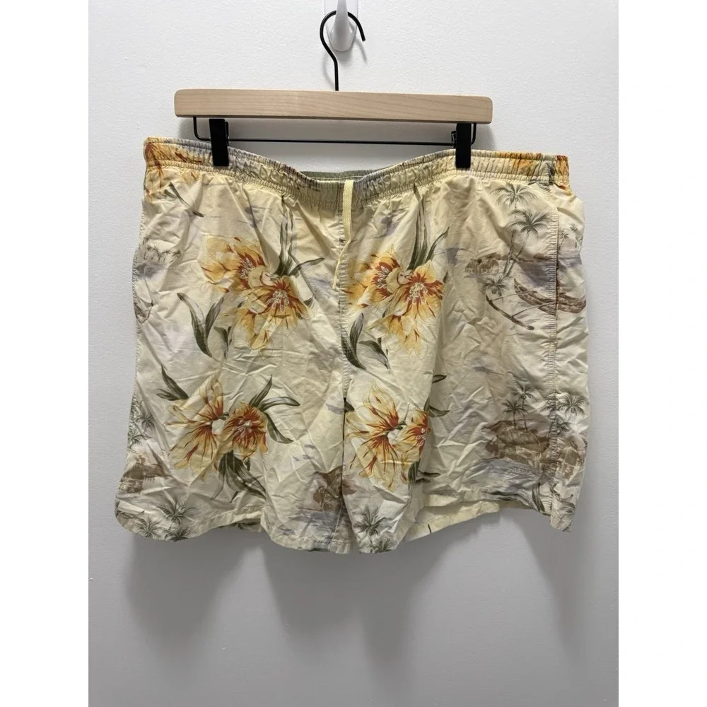 Speedo Swim Trunks XL Tropical Floral Mesh Lined Beach Shorts Hawaiian VTG Style